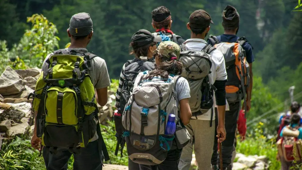 People hiking in a park