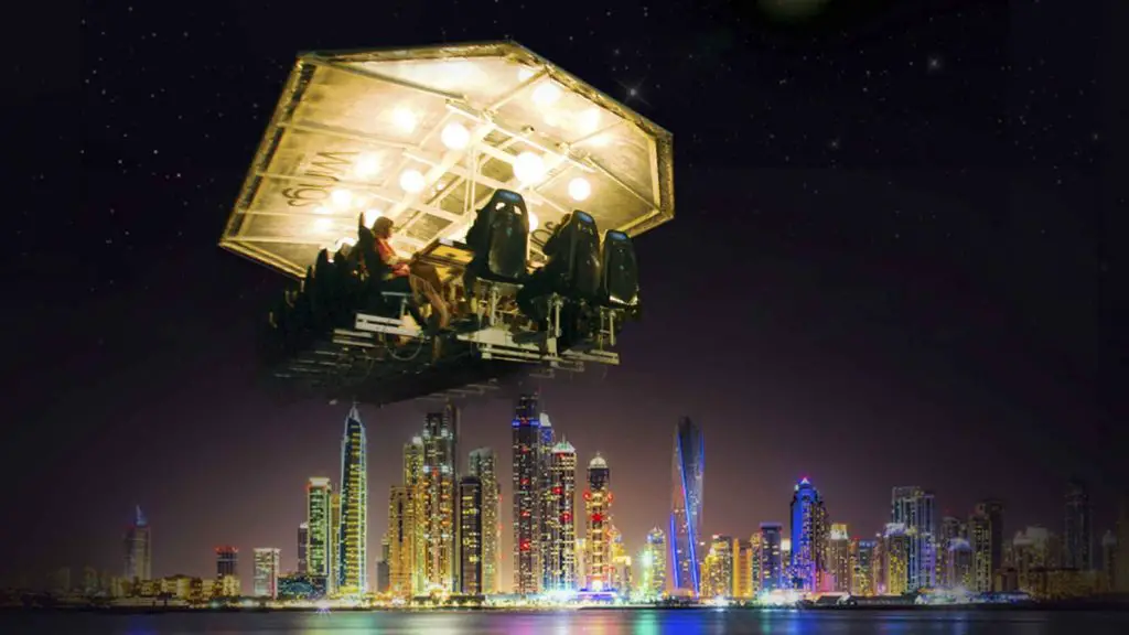 Dinner in the Sky Dubai restaurant night view