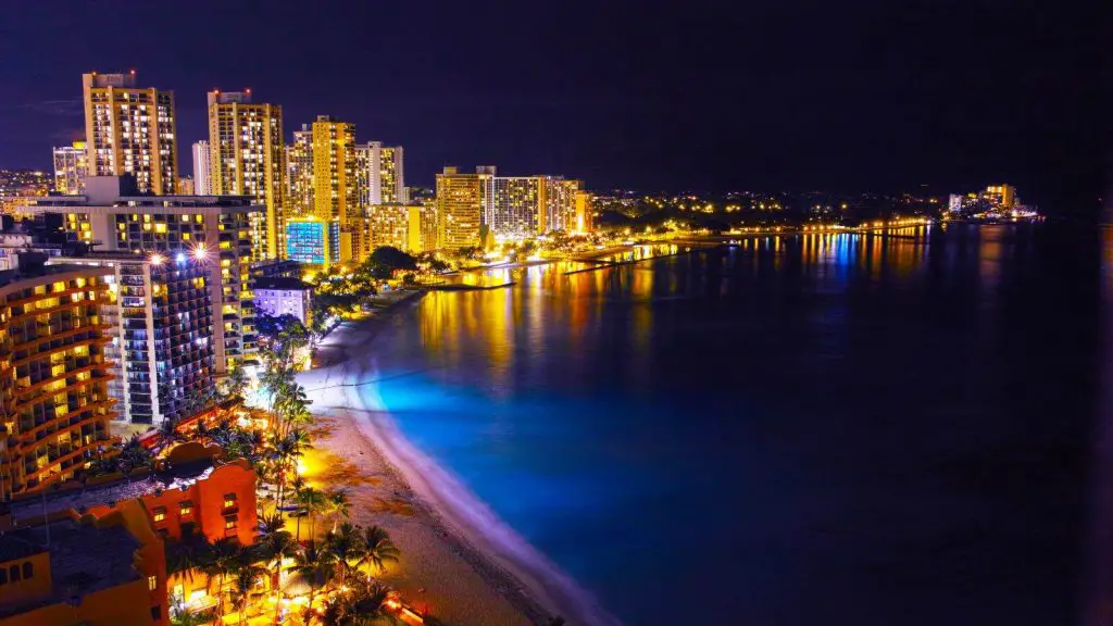 Waikiki Beach at night