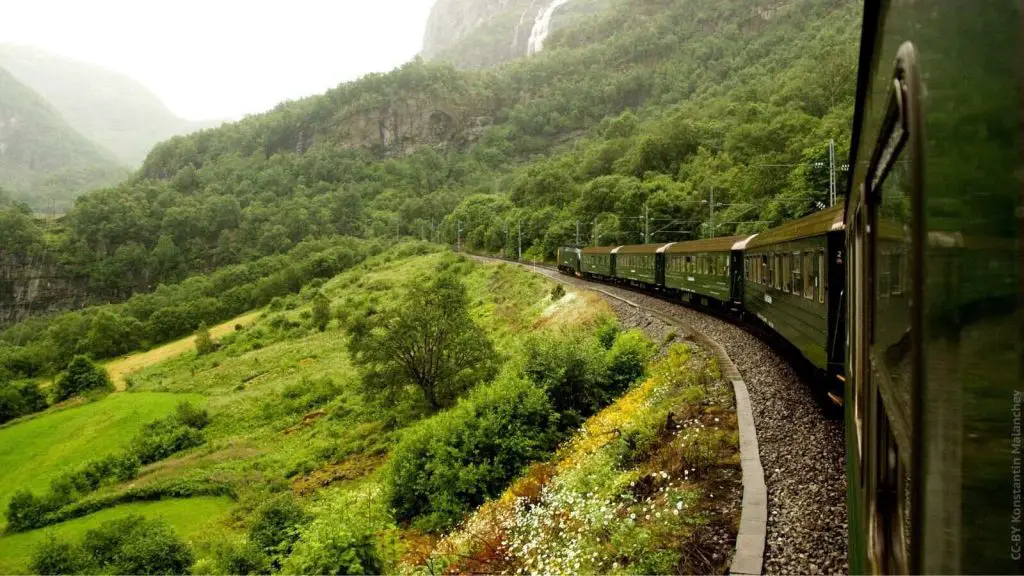 A scenic train trip in Norway
