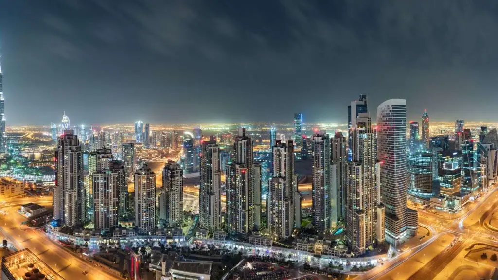 Downtown Dubai at night